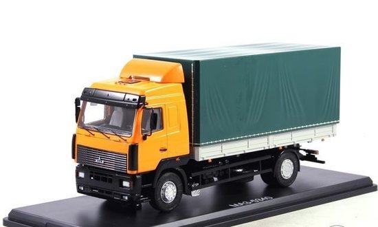 MAZ-5340 flatbed truck with tent oranžovo-zelený